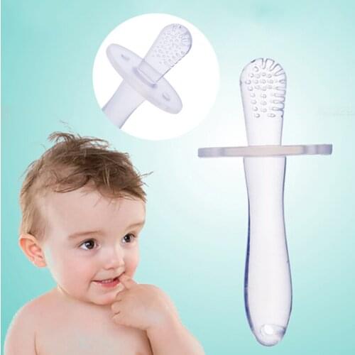 Baby Teether Transparent Silicone Training Toothbrush Free Safe Teething Ring Infant Toddler Dental Care Toothbrush