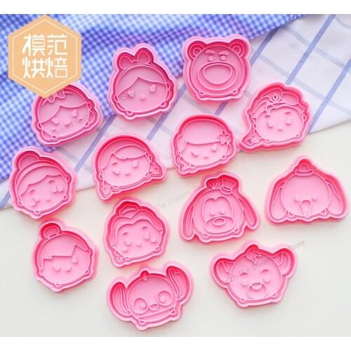 Disney Princess Stitch Cookie Cutters 3d Pressing Cartoon Cute Baking Mold Kawaii Tsum Bakeware Cookie Tools Kitchen Supplies
