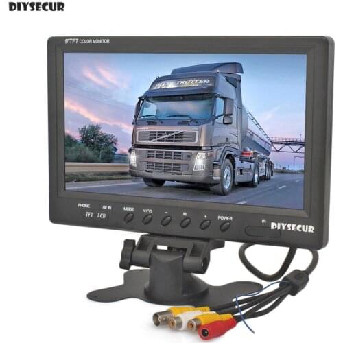 DIYSECUR 9" TFT LCD Car Monitor Display Car Reverse Rear View Monitor Screen with BNC / AV Input Remote Control DVD VCR