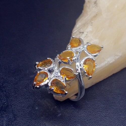 Gemstonefactory Jewelry Big Promotion Single Unique 925 Silver Adorable Honey Topaz Women Men Gifts Rings 7# 20213079
