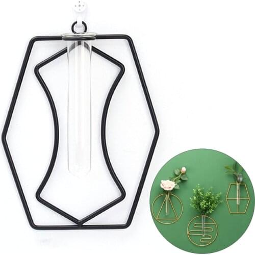Hydroponic Vase Glass Spreading Station Geometric Nordic Style New Design Multi Colors Metal Frame Decoration