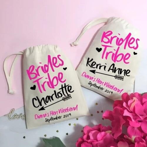 Personalize Brides tribe wedding favor gift bags Bachelorette thank you kits bridal shower Survival Kit hen party Candy pouches