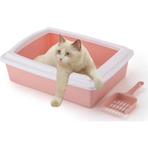Cat Litter Box with Scoop Pet Toilet Anti Splash Kitten Bedpan Puppy Waste Cleaning Plastic Sand Box Small Pets Pee Tray Trainer