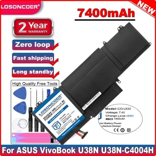 LOSONCOER 7400mAh C23-UX32 Laptop Battery for ASUS VivoBook U38N U38N-C4004H ZenBook UX32 UX32A UX32VD UX32LA in stock