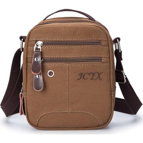Mens Canvas Small Shoulder Bag Business Canvas Crossbody Small Bags for Man Messenger Bags Vintage Casual Brand Men Bag