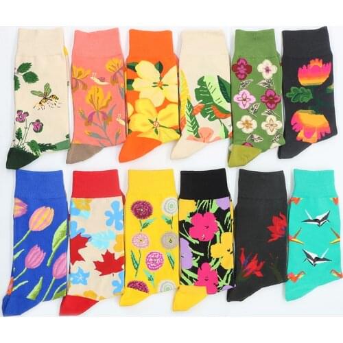 Mens Cotton Socks Christmas Winter Print Flower Funny Set White Gifts Warm Sock From The Factory Dropshipping Contact Us