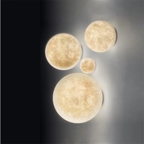 Resin ball moon wall lamps Nordic living room childrens bedroom decorative lamp study wall sconces lights art deco fixtures