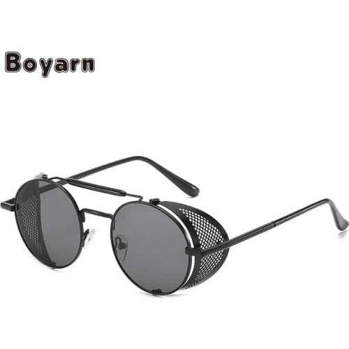 Boyarn 2021 New Style Steampunk Glasses Personality Windshield Sunglasses Sunglasses Retro Color Film Reflective Toad Mirror