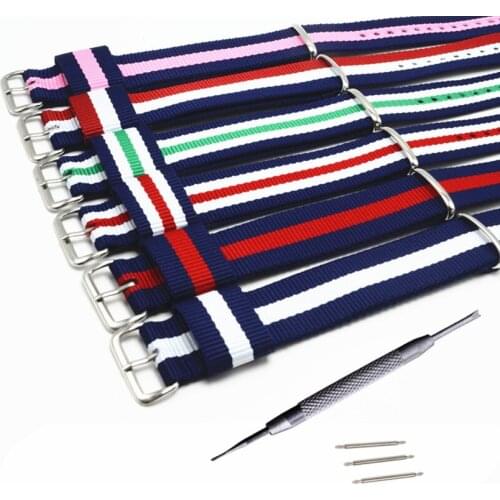 New 18mm 20mm For Nato DW Watch Strap Watchband Colorful Sport Nylon Strap Bracelets With RoseGold And Sliver Clasp