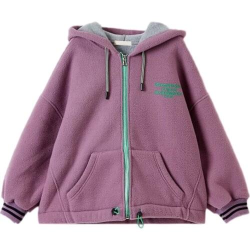 2021 Autumn Winter Girls Plush Coat Childrens Thickened Fleece Zipper Sweater Cardigan Baby Girl Sweatshirt Hoodie Tunic Korean