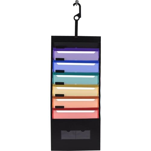 6 Pockets Hanging File Folder Accordian File Organizer A4 Size Wall Organizer Rainbow Color for Home Office School Suppies