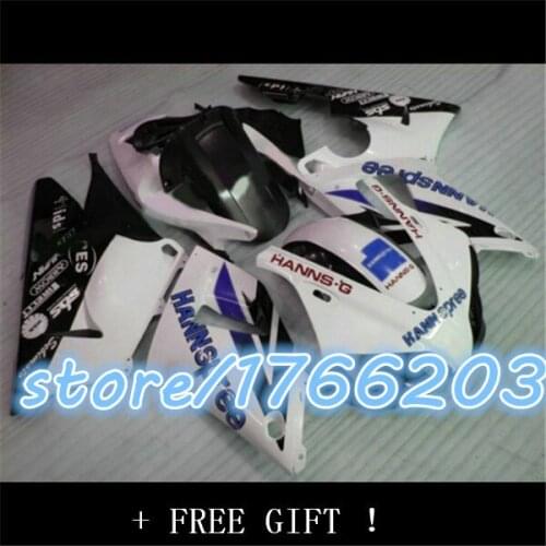 White Black Full Fairing for YZF-R1 98-99 YZF R1 98 99 R1 98 99 YZFR1 YZF1000 98 99 1998 1999 BBF