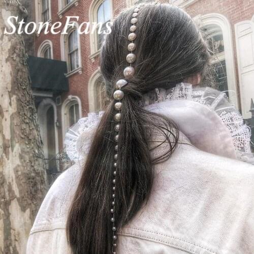 Stonefans Gold Hair Chain Jewelry Accessories Clip for Braids Headband Fashion Pearl Hair Chains Wholesale for Women Hairbands