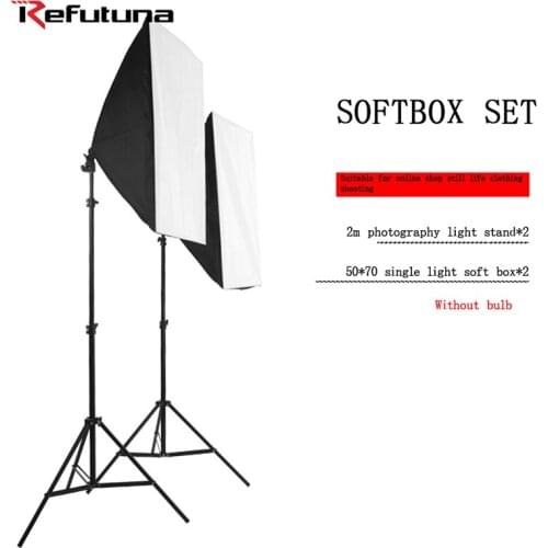 Professional Photographic Equipment 2m Light Stand+2*50x70 Single Head Soft Box Not Include Blub Studio Fill Light Shooting Set