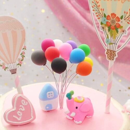 Multi Color Clay Balloon Cake Topper Decoration Cupcake Dessert Topper Wedding Birthday Party Supplies Favor 50pcs/lot DEC413