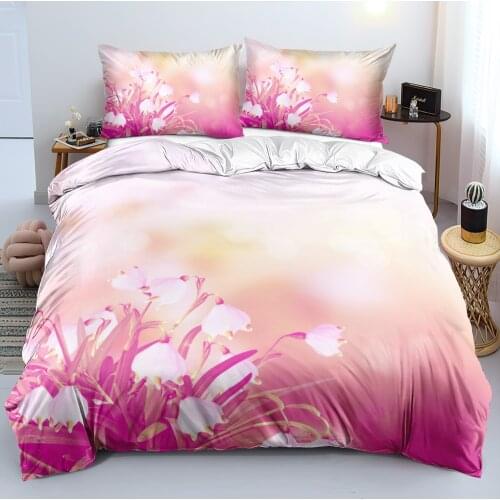 Pink Flowers Bedding sets Bed Linen Duvet cover set Quilt/Comforter case and Pillowcase200x200 King Queen Double size Bedspreads