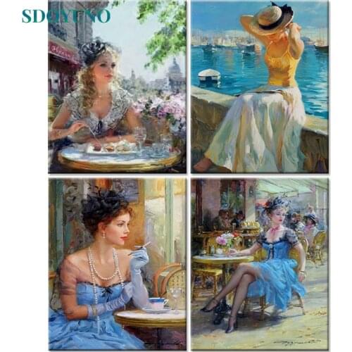 SDOYUNO 60x75cm Paint By Numbers Women Frameless DIY Painting By Numbers On Cavans Figure For Home Decoration Digital Painting