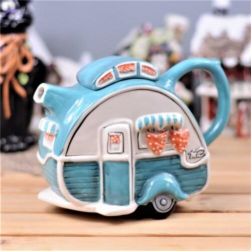Blue Cartoon Car Tea Pot Home Decoration Living Room Ornaments Children Gift