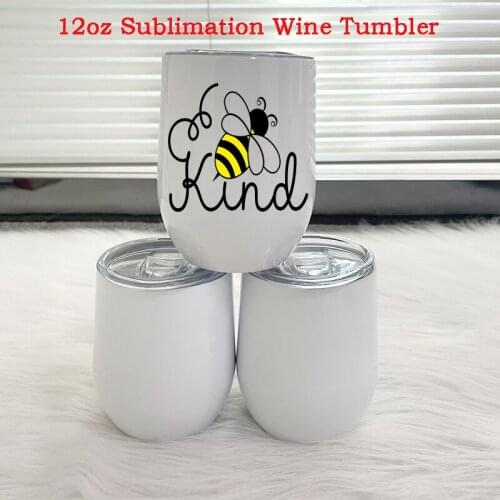 12oz Sublimation Wine Tumbler Egg Shaped Beer Cups Double Walled Stainless Steel Coffee Mugs Insulated Cup For Wedding Party