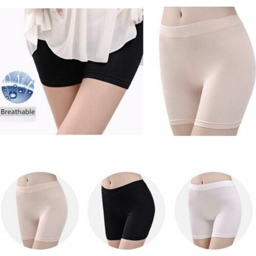 Solid Color Summer Thin Women Safety Shorts Ice Silk Cool High Elasticity Plus Size Safety Pants Shorts Girls Under Skirt Female