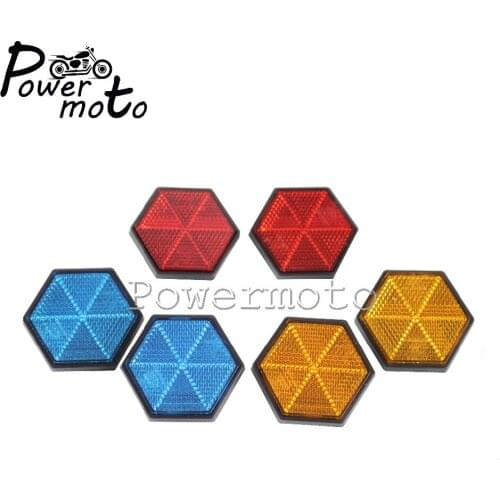 Red Blue Amber Universal Motorcycle Reflector Safe Warning Reflective Plate Mounting Screw On Back For Harley Honda Suzuki