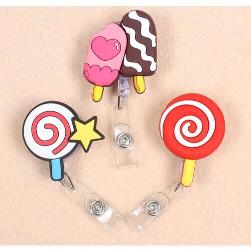 Delicious Tasty Lollipop & Popsicle Retractable Badge Card Holder Reel Nurse Exhibition Enfermera For Girls Gift Name Card Chest