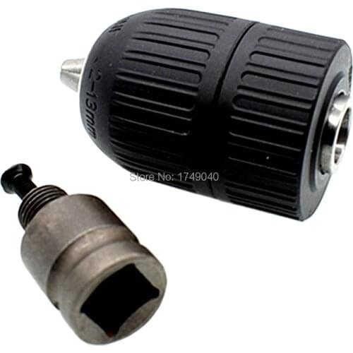 2mm-13mm Self Locking Keyless Drill Chuck Tool 1/2-20UNF Mount With 1/2" Square Socket Adaptor for Impact Drills