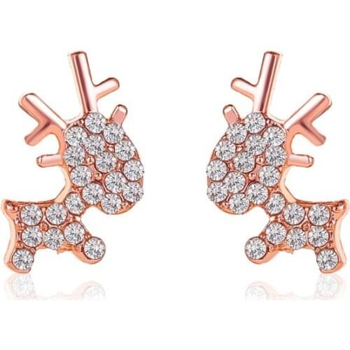 Earrings female simple small cute net red earrings sweet and delicate wild Christmas deer earrings Trend Fashion Stud Earrings