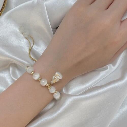 Women Fashion Natural Stone Opal Lucky Gourd Bracelet Women Girl Jewelry