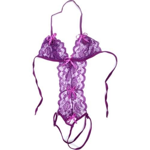 Women' Alluring Sexy One-piece Halter Lace Nightsuit Sleepwear Lingerie Bodysuit Alluring Sexy One-piece Halter Lace Nightsuit