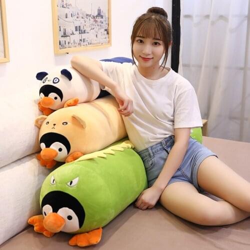 1pc 80/100/130CM kawaii Large Size Penguin Plush Toys Stuffed Lovely Animal Turn to Dinosaur Bear Pillow for Children Girl Gift