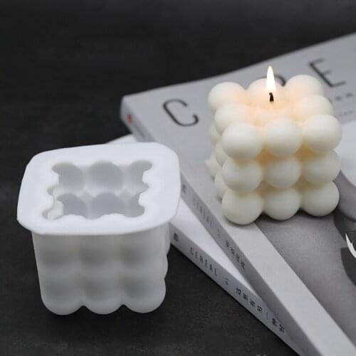 1 PCs Square Cube Candle Mould Soy Wax Essential Oil Aromatherapy Candle DIY Cloud Shape Candle Material Wax 3D Silicone Mold