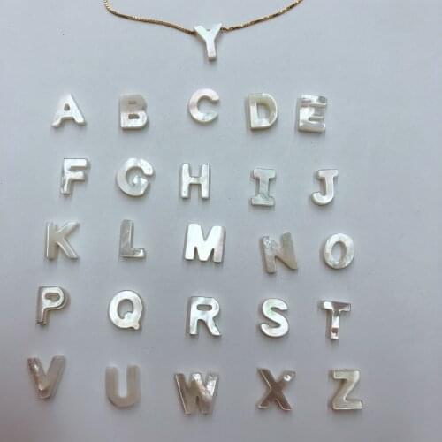 10mm 26 Letters Shell Beads A to Z Natural Letter Mother of Pearl shell for DIY Jewelry Alphabet 26pcs/bag zx04