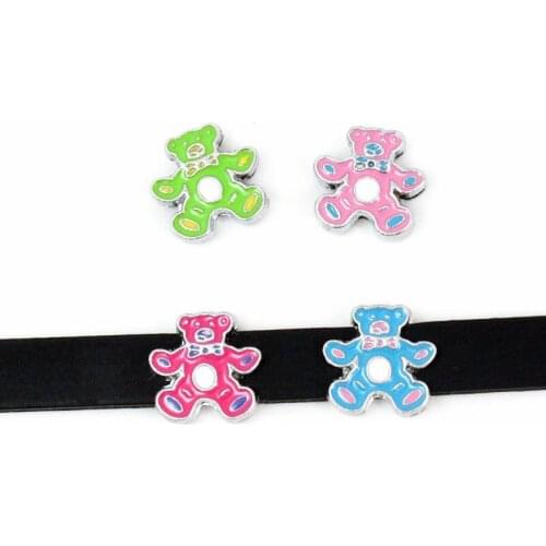 10pcs/lot Internal Dia 8mm Bear Slide Charm DIY Accessories fit 8mm wide belt pet collar