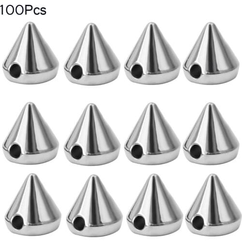 100Pcs/Lot Stylish ABS Plastic Silver Sewing Spike Rivet Studs For Shoes Clothes Bags DIY Crafts Punk Rock Decoration Supplies