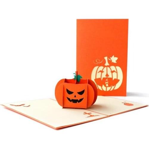 20pcs 3D Laser Cut Handmade Angry Pumpkin Paper Invitation Greeting Card with Envelope Trick or Treat Halloween Party Gift