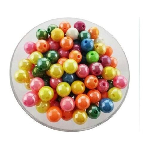 200pcs/set 12mm mixed color shiny acrylic beads, diy jewelry necklace loose beads for kids, free shippiing