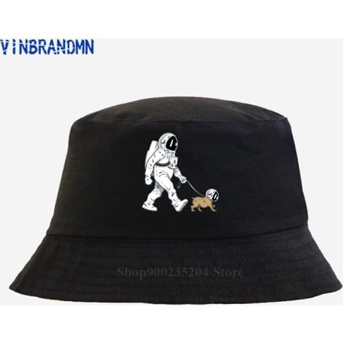 2021 funny The Walking Astronaut Dog unisex Bucket hat SpaceX Spaceship hat Rocket Fishing hat StarmanX Space dog visor sun hat