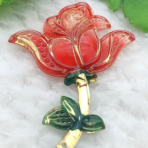 34 * 45mm 6pcs Flatback Convex Circular Convex Large Flower-shaped Decoration Tool DIY Resin for Making Handmade Crafts