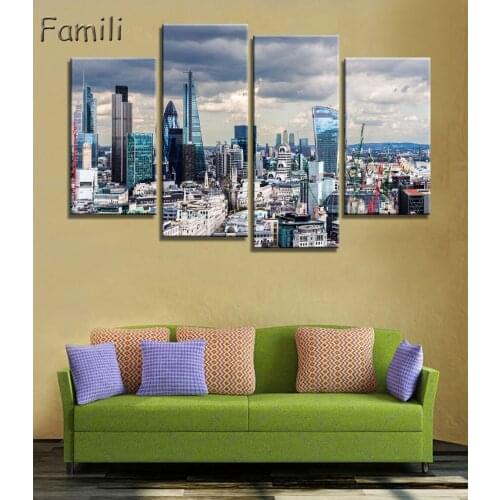 4pcs Home Decor Pictures European London Architecture Canvas Painting Wall Decor Canvas Art Wall Pictures for Living Room