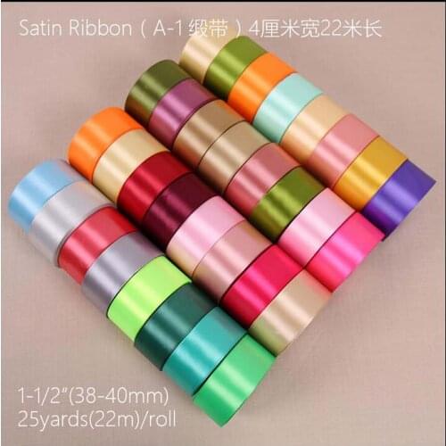 5Rolls 4cm Width 25 Yards Polyester Satin Fabric Ribbon Wedding Party Home Decor Handmade DIY Accessories Gift Package Wr