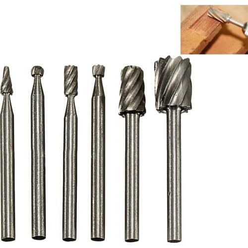 6Pcs HSS Routing Router Bits Rotary Tools Rotary Carving Carved Knife Cutter Tool 3.1mm Engraving Wood Working Used for Dremel
