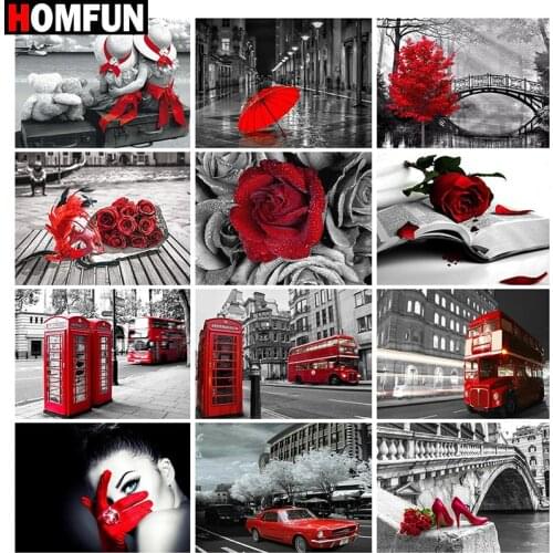 HOMFUN Full Square/Round Drill 5D DIY Diamond Painting "London street scene" Embroidery Cross Stitch 5D Home Decor Gift