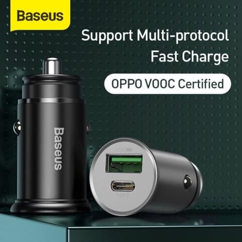 Baseus Car Charger 30W PPS Quick Charger 4.0 USB Type C PD Fast Charger Car Mobile Phone Charger For Samsung For Huawei Xiaomi