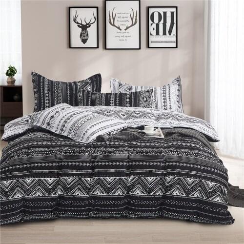 ZEIMON Bohemian Bedclothes Quilt Cover Pillowcase Bedding Set Single Double Geometric Comforter Cover Black Duvet Cover Sets