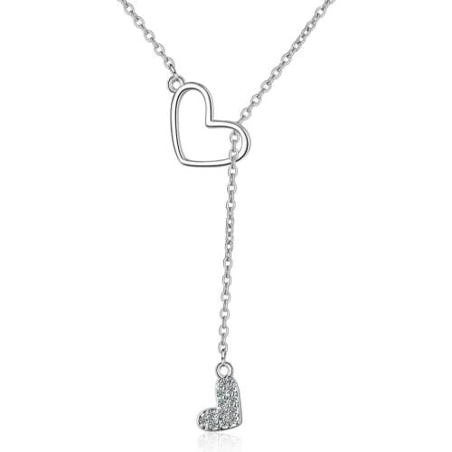 CHN54 925 Silver Romantic Love Heart Shine Crystal Ladies Pendant Necklaces Jewelry Women Short Choker Chains No Fade