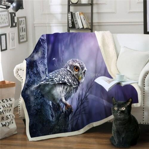 Animal Nighthawk Blankets 3D Print Owl Thicken Child Adult Quilt For Beds Home Living Portable Drop Shipping Throws Blanket