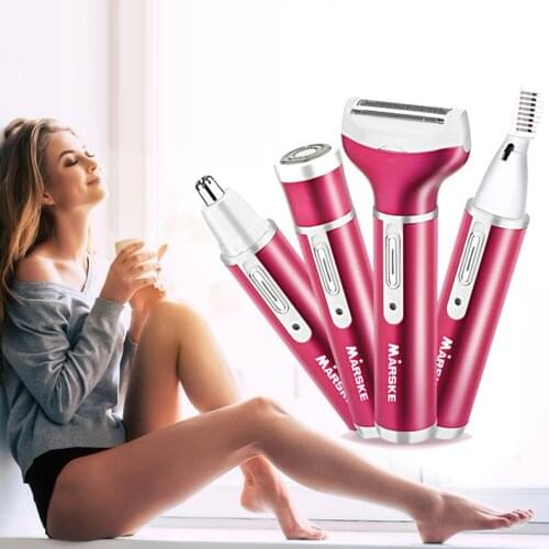 Electric 4 in 1 Women Epilator Female Eyebrow Nose Trimmer Painless Shaver Hair Removal Shaving Machine Face Bikini Depilatory