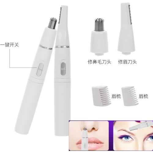 2-in-1 Electric Nose Hair Shaver Knife Facial Hair Trimmer Eyebrow Scraper Shaving Tool for Men Women