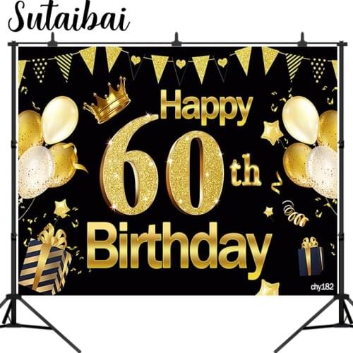Photography Backdrop 60th Birthday Balloons Gifts Flags Photo Backgrounds Photocall Photophone Shoot Props Photo Studio
